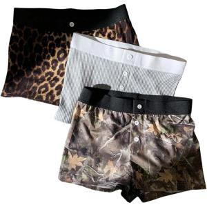 image:imageMakeMeChic Womens 3 Pack Gym Shorts Leopard Striped Polka Dots Work Out Biker Shorts Yoga LeggingsMulticolor