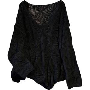 image:imageMakeMeChic Womens Boho Tops Crochet Sweater Swimsuit Beach Coverups Vacation Outfits Resort WearBlack