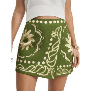 image:imageMakeMeChic Womens Boho Vacation Wrap Skirt Skorts Tropical High Waist Wide Leg Shorts SkortsGreen