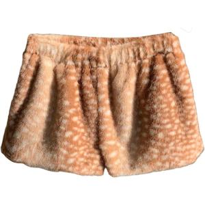 image:imageMakeMeChic Womens Deer Print Faux Fur Micro Shorts Low Waist Straight Leg ShortsBrown