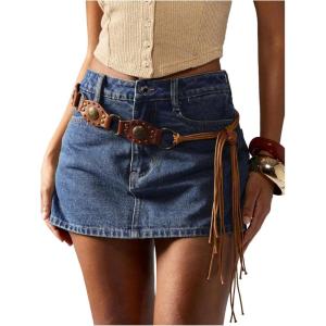 image:imageMakeMeChic Womens Denim Skort High Waist Y2k Jean Shorts Mini Skirt with PocketBlue