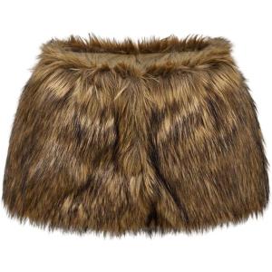 image:imageMakeMeChic Womens Fur Skirts Brown Mini Shorts Y2K Summer Fuzzy Low Waisted Skorts Concert OutfitsBrown