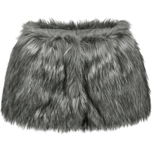 image:imageMakeMeChic Womens Fur Skirts Brown Mini Shorts Y2K Summer Fuzzy Low Waisted Skorts Concert OutfitsDark Grey