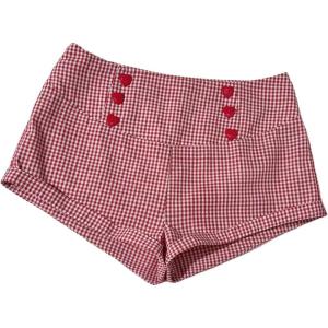 image:imageMakeMeChic Womens Gingham Mini Wide Leg Shorts Low Waist Y2k Plaid Shorts