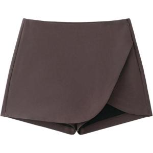 image:imageMakeMeChic Womens Summer Mini Skirt Shorts Wrap Asymmetrical Skorts Business Casual OutfitsBrown