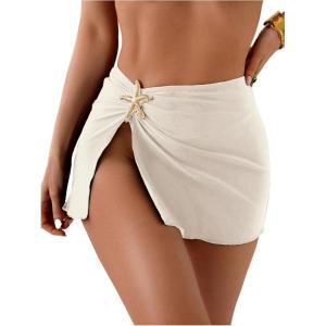 image:imageMakeMeChic Womens Swimsuit Coverup Beach Cover Ups Starfish Mini SkirtApricot