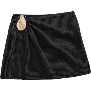 image:imageMakeMeChic Womens Swimsuit Coverup Beach Cover Ups Starfish Mini SkirtBlack Knit