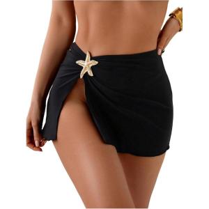 image:imageMakeMeChic Womens Swimsuit Coverup Beach Cover Ups Starfish Mini SkirtBlack a