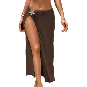 image:imageMakeMeChic Womens Swimsuit Coverup Split Thigh Starfish Midi Skirt Bathing Suit Beach Cover Up Vacation SarongCoffee Brown