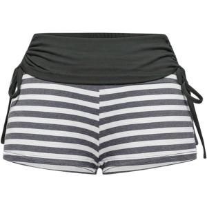 image:imageMakeMeChic Womens Y2K Gothic Fold Over Mini Shorts Grunge Punk Striped Micro Shorts Drawstring Tie Side Low Rise ShortsWhite