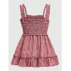 image:imageMAKEMECHIC Womens Plaid Bow Tank Top Square Neck Ruffle Sleeveless Smocked Cute TopsRed