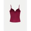image:imageMAKEMECHIC Womens Summer Satin Cami Top Spaghetti Strap Sleeveless Fitted Going Out TopsBurgundy