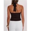 image:imageMAKEMECHIC Womens Wrap Halter Tops Tie Backless Metal Summer Y2K Party Tank TopsBrown