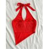 image:imageMAKEMECHIC Womens Y2k Twist Halter Top Asymmetrical Tie Backless Textured Summer TopsRed