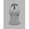 image:imageMakeMeChic Womens 3 Pack Casual Halter Tops Polka Dots Gingham Print Shirred Back Summer Tank TopsMulticolor
