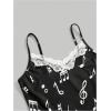 image:imageMakeMeChic Womens 3 Pack Lace Trim Camisole Musical Graphic V Neck Spaghetti Strap Sleeveless Y2k TopsBlack and White