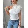 image:imageMakeMeChic Womens 3D Flower One Shoulder Tank Top Sleeveless Slim Fitted Shirt TopsWhite