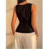 image:imageMakeMeChic Womens Boat Neck Sleeveless Tank Top Belted Slim Fit Going Out Summer ShirtBlack
