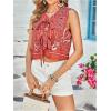 image:imageMakeMeChic Womens Boho Crop Tie Front Top Paisley Bow Sleeveless Western TopRed