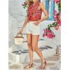 image:imageMakeMeChic Womens Boho Crop Tie Front Top Paisley Bow Sleeveless Western TopRed