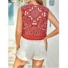 image:imageMakeMeChic Womens Boho Crop Tie Front Top Paisley Bow Sleeveless Western TopRed