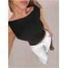 image:imageMakeMeChic Womens Bow Tie Backless Boat Neck Tank Crop Tops Sleeveless Dressy ShirtBlack and White