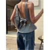 image:imageMakeMeChic Womens Bow Tie Backless Ruffle Tops Going Out Tank Tops Crew Neck Work Office Vest TopGrey