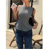 image:imageMakeMeChic Womens Bow Tie Backless Ruffle Tops Going Out Tank Tops Crew Neck Work Office Vest TopGrey