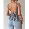 image:imageMakeMeChic Womens Bow Tie Backless Ruffle Tops Going Out Tank Tops Crew Neck Work Office Vest TopGrey