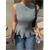 image:imageMakeMeChic Womens Bow Tie Backless Ruffle Tops Going Out Tank Tops Crew Neck Work Office Vest TopGrey