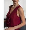 image:imageMakeMeChic Womens Bow Tie Front Vest V Neck Sleeveless Summer Vest TopsBurgundy