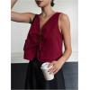image:imageMakeMeChic Womens Bow Tie Front Vest V Neck Sleeveless Summer Vest TopsBurgundy