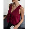 image:imageMakeMeChic Womens Bow Tie Front Vest V Neck Sleeveless Summer Vest TopsBurgundy