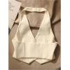 image:imageMakeMeChic Womens Button Down Halter Vest Sleeveless Work Business WaistcoatApricot