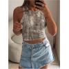 image:imageMakeMeChic Womens Camo Print Tank Top Crew Neck Sleeveless Slim Fit Summer Crop TopsGrey