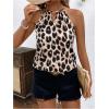 image:imageMakeMeChic Womens Cheetah Print Halter Tops Ring Cut Out Tie Back Sleeveless Summer TopMulticolor