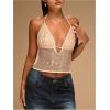 image:imageMakeMeChic Womens Contrast Sequin Sleeveless Halter Top Tie Backless Summer Going Out Crop TopsKhaki