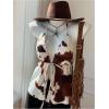 image:imageMakeMeChic Womens Cow Print Tops Halter Crop Tops Tie Front Open Back Ruffle Western Cowgirl TankBrown