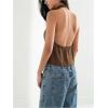 image:imageMakeMeChic Womens Cowl Neck Halter Top Sleeveless Open Back Summer Going Out Crop TopsMocha Brown