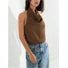 image:imageMakeMeChic Womens Cowl Neck Halter Top Sleeveless Open Back Summer Going Out Crop TopsMocha Brown