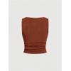 image:imageMakeMeChic Womens Cowl Neck Tank Tops Draped Ruched Sleeveless Fitted Going Out ShirtRust Brown
