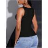 image:imageMakeMeChic Womens Crew Neck Tank Eyelet Sleeveless Ribbed Knit Going Out TopsBlack