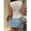 image:imageMakeMeChic Womens Deep V Neck Tie Front Tops Ruffle Bow Going Out Tops Crop VestApricot