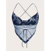 image:imageMakeMeChic Womens Dragon Graphic Bandana Top Halter Crop Criss Cross Boho Scarf Tank TopBlue