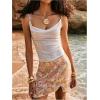 image:imageMakeMeChic Womens Draped Cami Top Sequin Tie Back Sleeveless Summer Beach Crop TopsPink