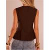 image:imageMakeMeChic Womens Dressy Ruffle Tops Going Out Tank Tops Sleeveless Work Shirt BlouseChocolate Brown