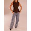 image:imageMakeMeChic Womens Dressy Ruffle Tops Going Out Tank Tops Sleeveless Work Shirt BlouseChocolate Brown