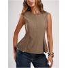 image:imageMakeMeChic Womens Dressy Ruffle Tops Going Out Tank Tops Sleeveless Work Shirt BlouseKhaki