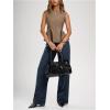 image:imageMakeMeChic Womens Dressy Ruffle Tops Going Out Tank Tops Sleeveless Work Shirt BlouseKhaki