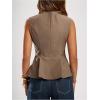 image:imageMakeMeChic Womens Dressy Ruffle Tops Going Out Tank Tops Sleeveless Work Shirt BlouseKhaki
